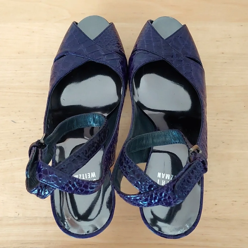 Stuart Weitzman Purple Patent Leather High Heeled Sandals - Picture 6 of 14